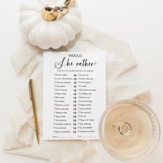 Would She Rather Bridal Shower Game  Invitation (Creator Uploaded)