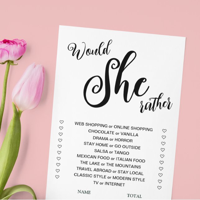 Would She Rather  Bridal Shower Game Invitation (Creator Uploaded)