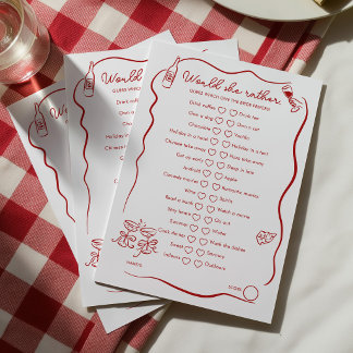 Would She Rather Bridal Shower Game That's Amore Advice Card