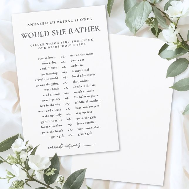 Would She Rather Bride Bridal Shower Game (Would She Rather Bride Bridal Shower Game )