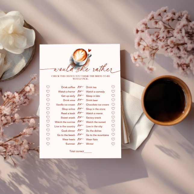 Would She Rather Coffee Bridal Shower Game  Invitation (Creator Uploaded)