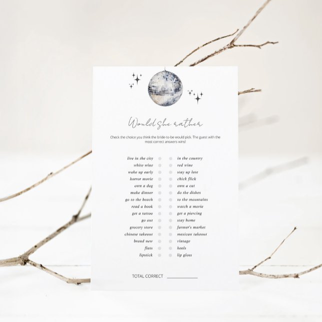 Would She Rather Disco Ball Bridal Shower Game (Creator Uploaded)