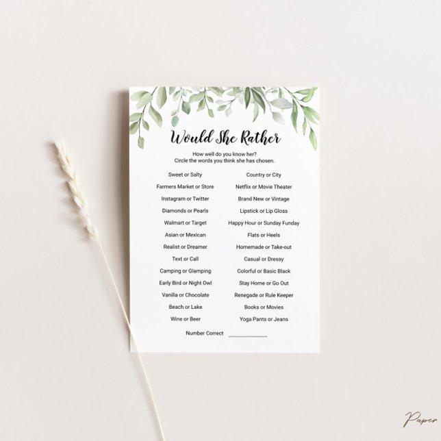 Would She Rather Game Card (Creator Uploaded)