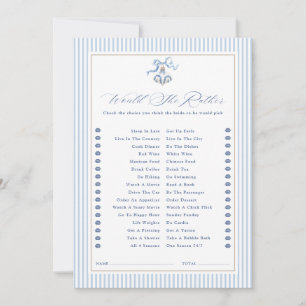 Would She Rather Game Christmas Bridal Shower Invitation