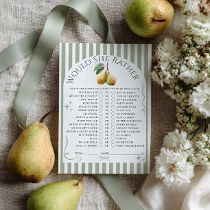 Would She Rather Game Perfect Pear Bridal Shower