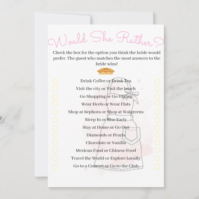 Would She Rather? Invitation (Front)