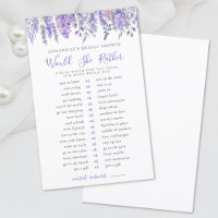 Would She Rather Lavender Floral Bridal Shower