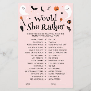 Would She Rather Pink Halloween Baby Shower Game