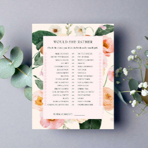 Would She Rather   Pink Peach Floral Bridal Shower