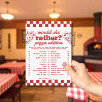 Would She Rather Pizza Bachelorette Game card