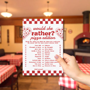 Would She Rather Pizza Bachelorette Game card