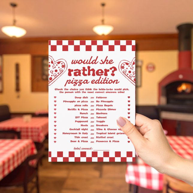 Would She Rather Pizza Bachelorette Game card (Creator Uploaded)