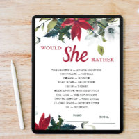 Would She Rather Poinsettia Bridal Shower Game