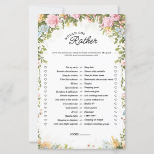 Would She Rather Tea Party Bridal Shower Game