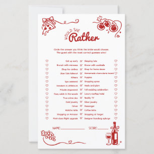 Would She Rather That's Amore Bridal Shower Game  