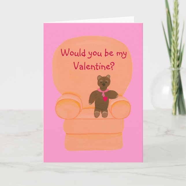 Would you be my Valentine, teddy bear cards (Front)