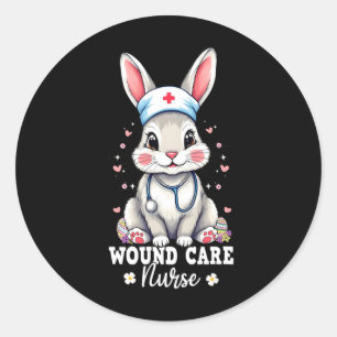 Wound Care Nurse Bunny With Stethoscope Easter Nur Classic Round Sticker