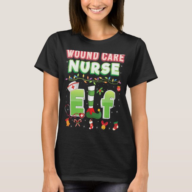 Wound Care Nurse Elf Christmas Light Sweater Ugly  (Front)