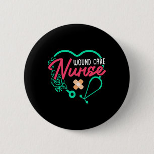 Wound Care Nurse Heart Stethoscope  6 Cm Round Badge