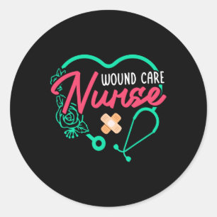 Wound Care Nurse Heart Stethoscope Classic Round Sticker