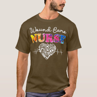 Wound Care Nurse Watercol Love Heart Stethoscope N T-Shirt