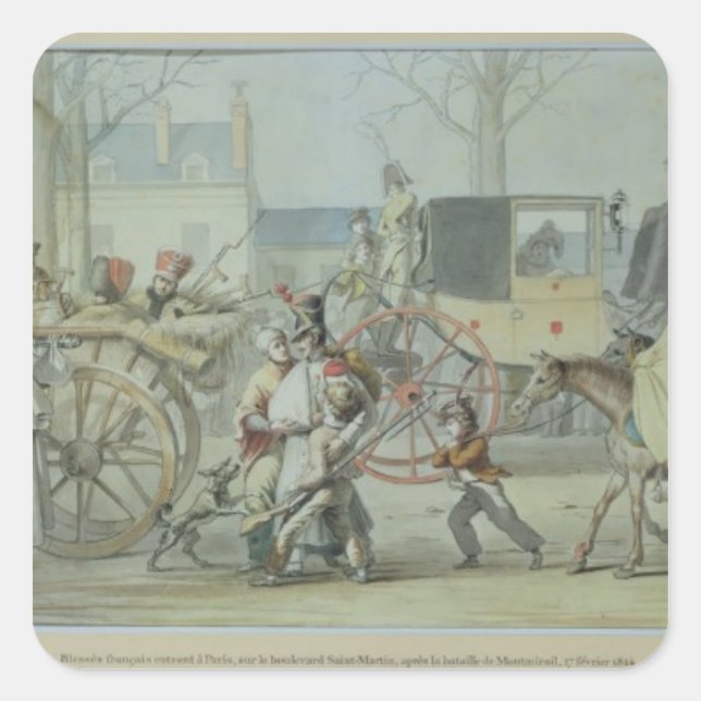 Wounded French Soldiers Entering Paris Square Sticker (Front)