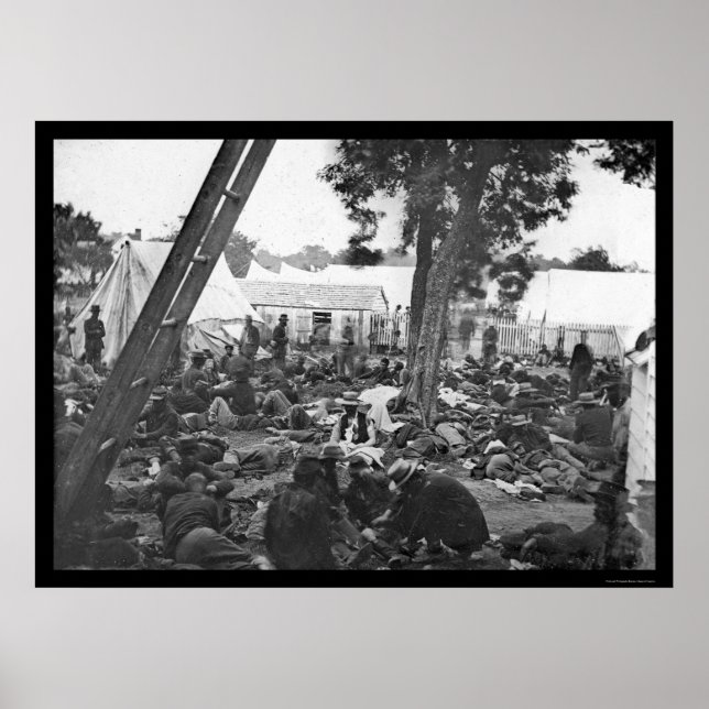 Wounded Soldiers in the Civil War Hospital 1862 Poster (Front)