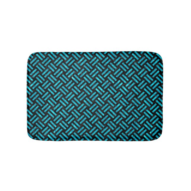WOVEN2 BLACK MARBLE & TURQUOISE MARBLE BATH MAT (Front)
