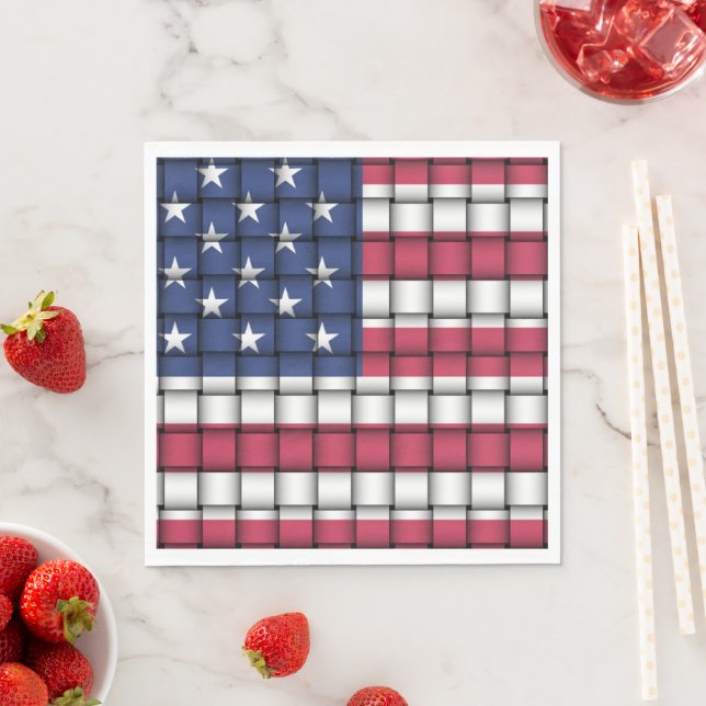 Woven American Flag Party Napkins (Insitu)