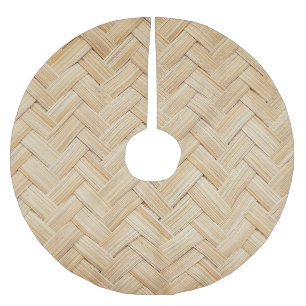 Woven Bamboo Abstract Texture Background. Brushed Polyester Tree Skirt