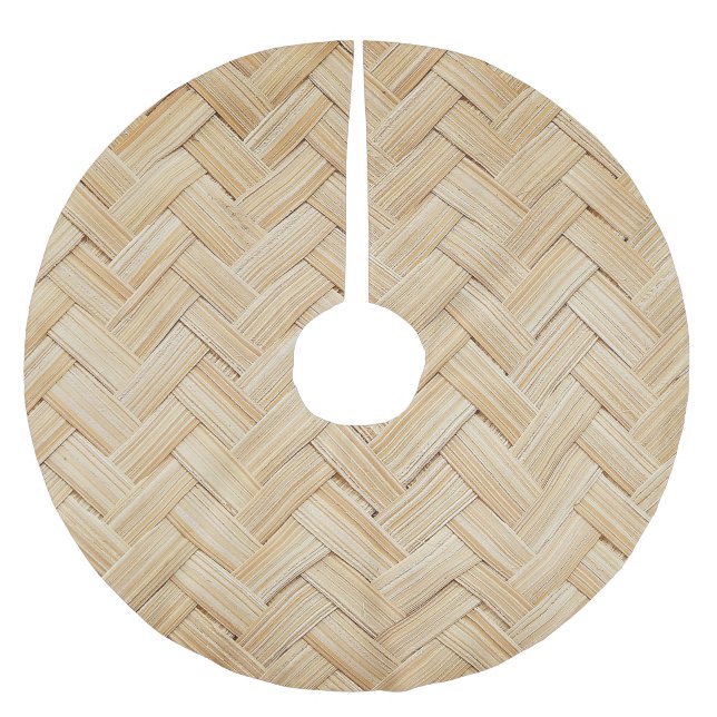 Woven Bamboo Abstract Texture Background. Brushed Polyester Tree Skirt (Front)