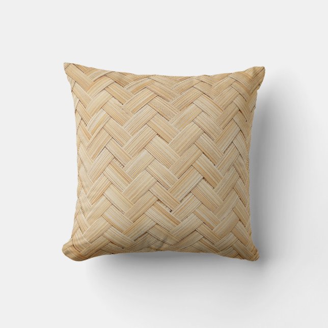 Woven Bamboo Abstract Texture Background. Cushion (Front)