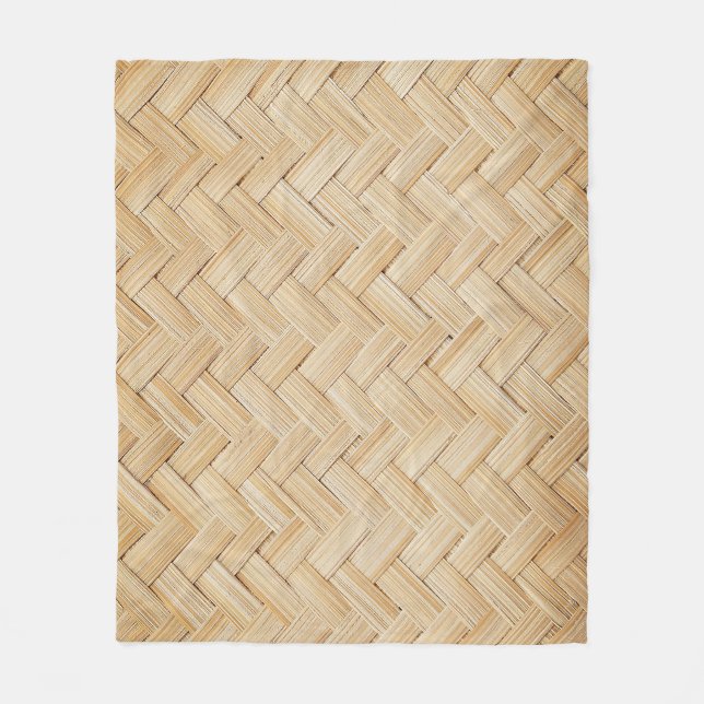 Woven Bamboo Abstract Texture Background. Fleece Blanket (Front)