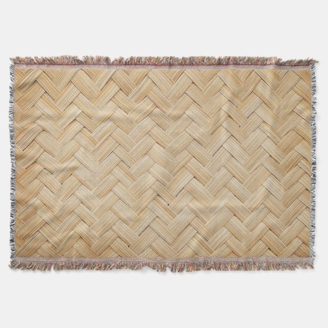 Woven Bamboo Abstract Texture Background. Throw Blanket (Front)