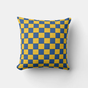Woven Blue and Yellow Chequered Cushion