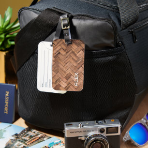 Woven Cane Pattern – Natural Fibre Texture Luggage Tag