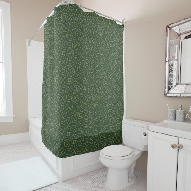 Woven Celtic Knot Pattern Shower Curtain (In Situ)