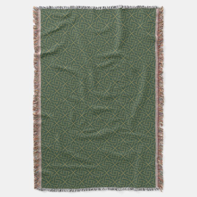 Woven Celtic Knot Pattern Throw Blanket (Front Vertical)