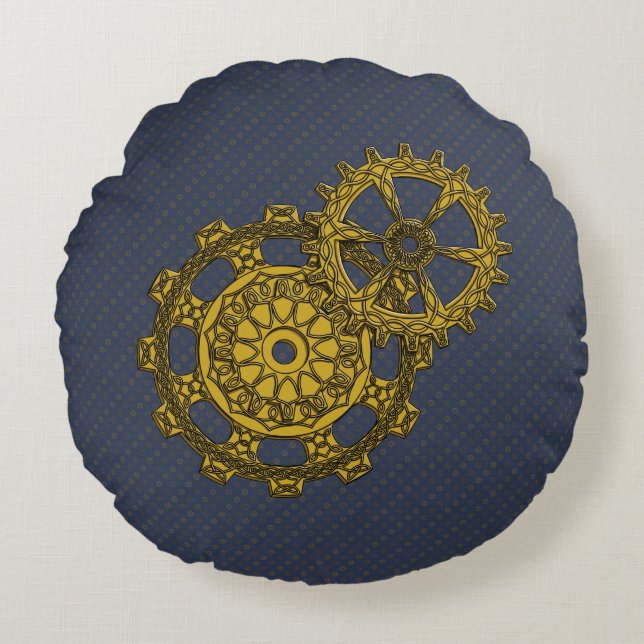 Woven Clockwork Round Pillow (Front)