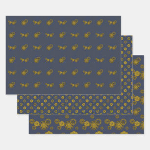 Woven Clockwork Wrapping Paper Set