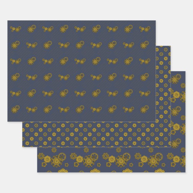 Woven Clockwork Wrapping Paper Set (Set)