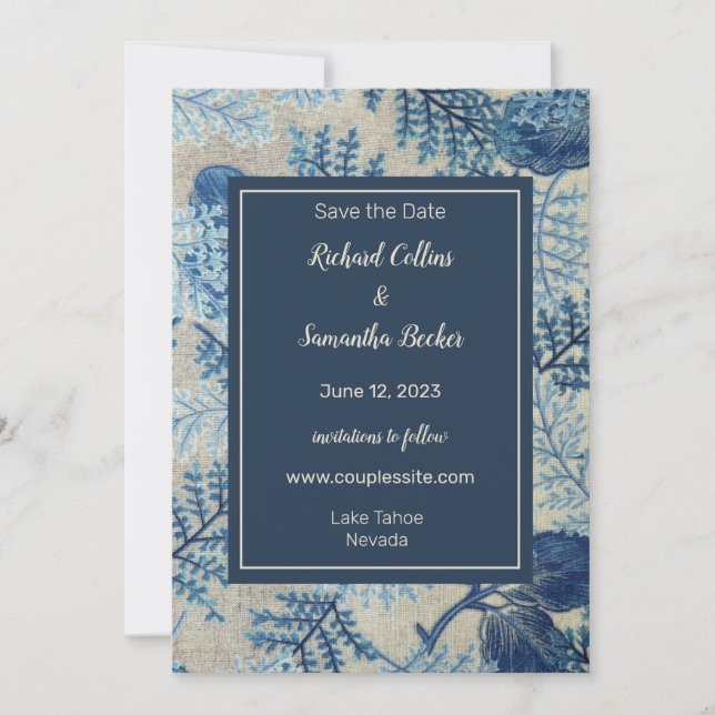 Woven Floral Wedding Save The Date (Front)