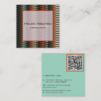Woven Geometric Pattern QR Code Modern Square Business Card