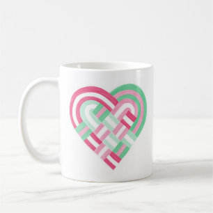 Woven Heart Abrosexual Pride Flag Pink Green Coffee Mug