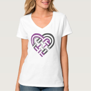 Woven Heart Ace Asexual Pride Flag Purple Grey T-Shirt