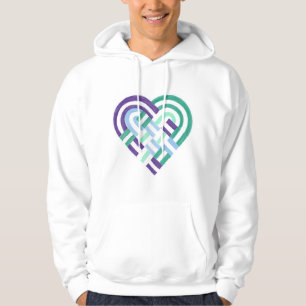 Woven Heart Gay Men's Pride Flag Green Blue Ocean Hoodie