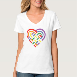 Woven Heart LGBTQ+ Rainbow Pride Flag T-Shirt