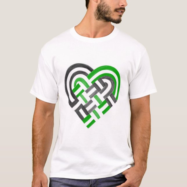 Woven Heart Neutrois Pride Flag Green Black White T-Shirt (Front)