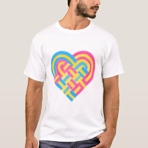 Woven Heart Pansexual Pan Pride Flag Pink Yellow T-Shirt