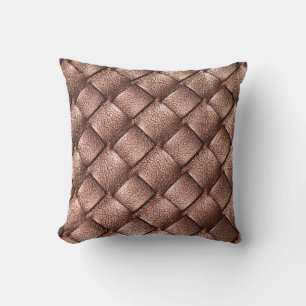 Woven leather, bronze colour background. cushion
